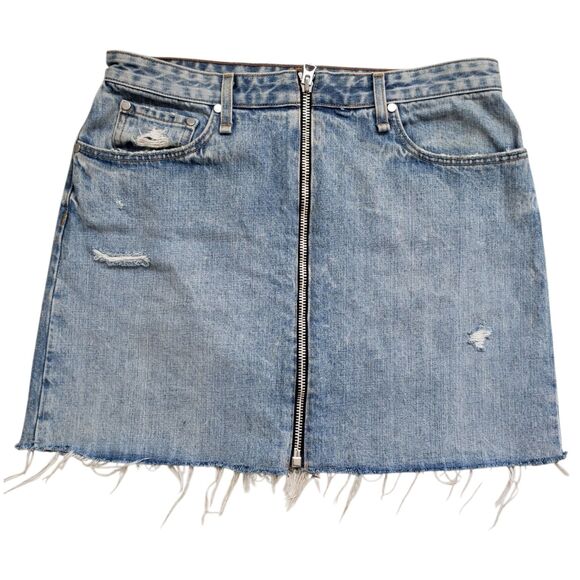 rag & bone Dresses & Skirts - Rag & Bone Anna Denim Mini Skirt Womens 30 Mandy Distressed Zip Front